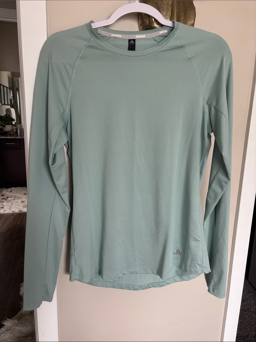 adidas Golf UPF 50 Light Sage Green Long Sleeve Athletic Top